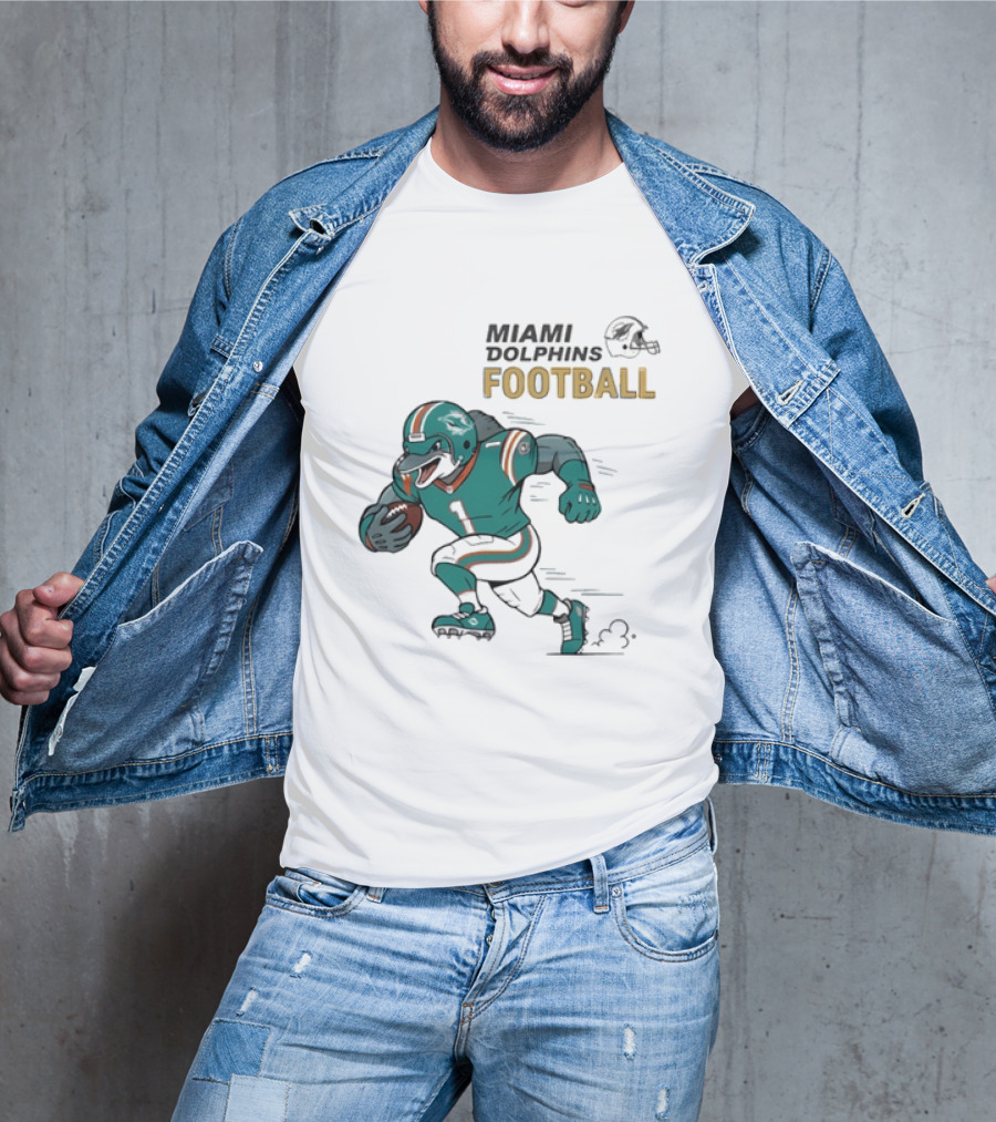 Miami Dolphins Aqua Rush Football Helmet Player T-Shirt