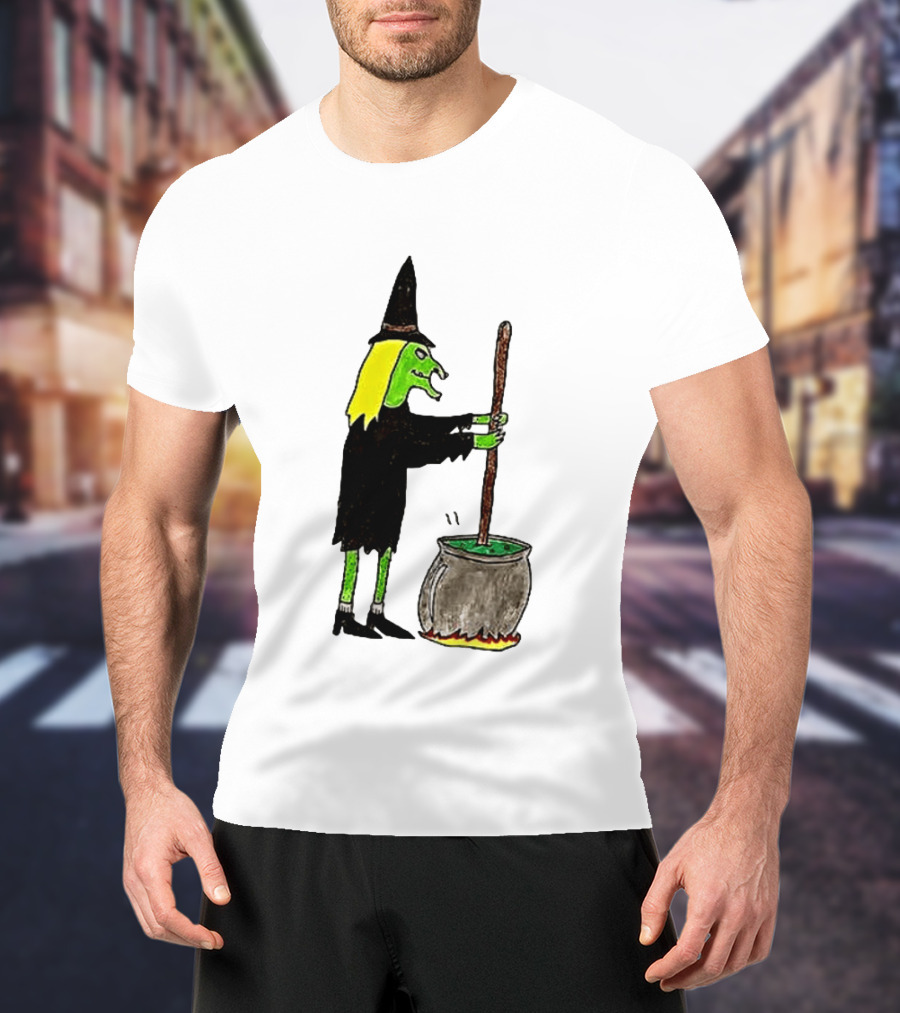 Witch Stirring Cauldron Soup Season Halloween Magic T-Shirt