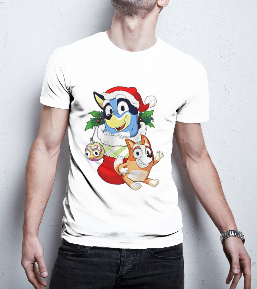 Bluey Christmas Stocking Stuffer Pups Bingo Holiday T-Shirt