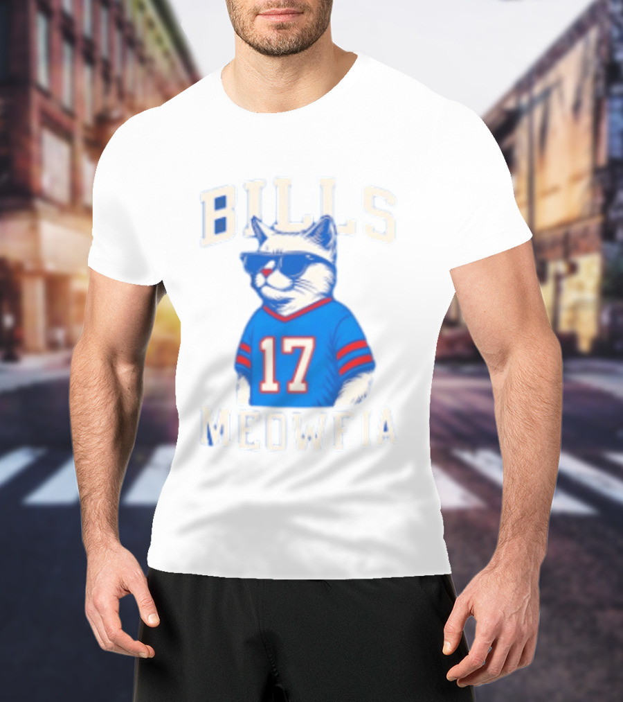Bills Meowfia Cat 17 Jersey Buffalo Fan Football Sports T-Shirt