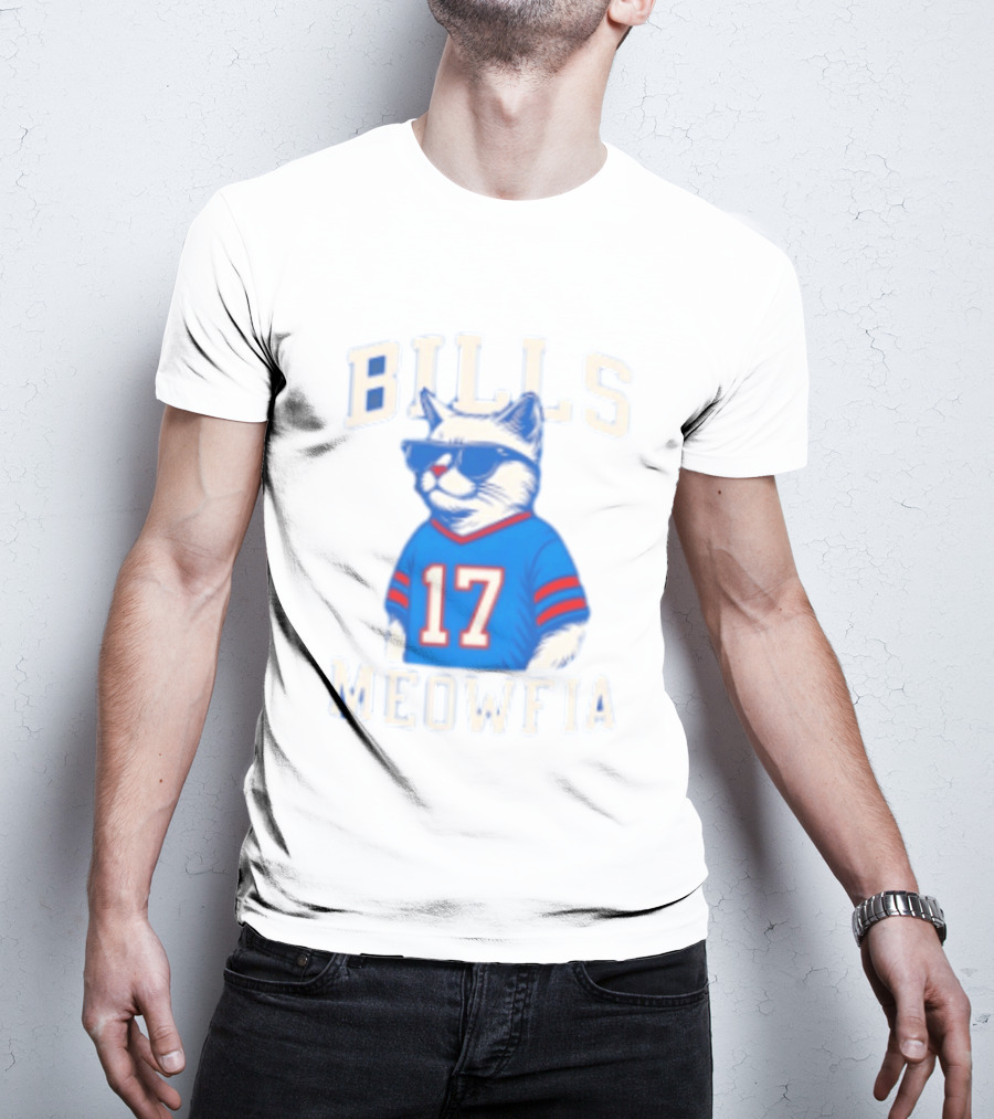 Bills Meowfia Cat 17 Jersey Buffalo Fan Football Sports T-Shirt