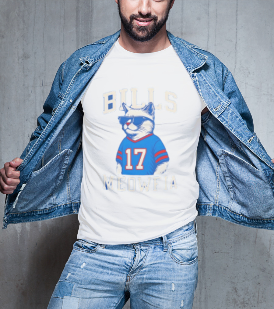 Bills Meowfia Cat 17 Jersey Buffalo Fan Football Sports T-Shirt