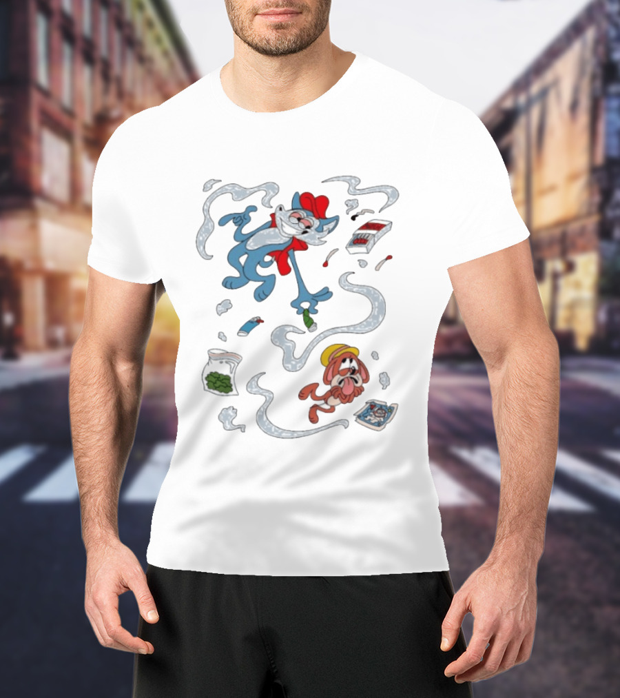 Original Ls Mark Catching Up Episode 2 Cartoon Characters With Smoke And Comic Effects T-Shirt