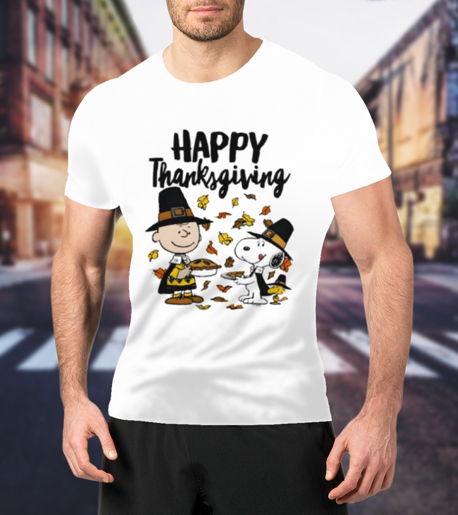Happy Thanksgiving Peanuts Charlie Brown Snoopy Woodstock T-Shirt