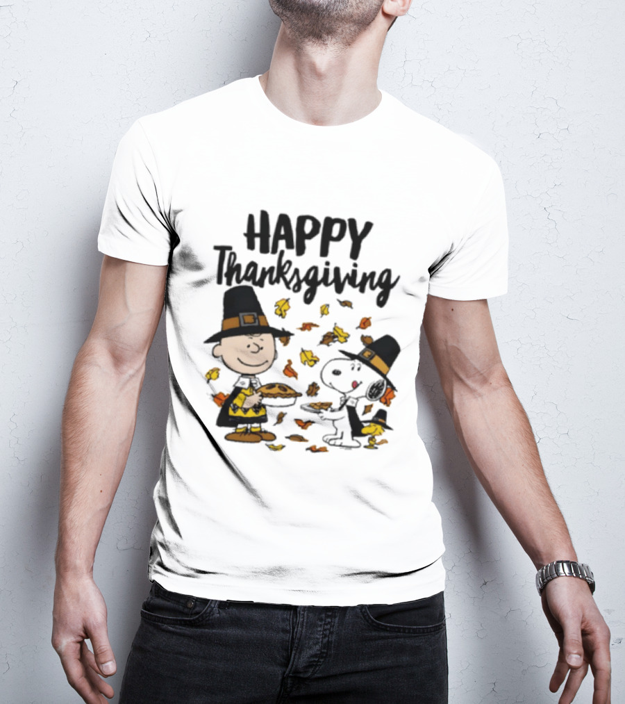 Happy Thanksgiving Peanuts Charlie Brown Snoopy Woodstock T-Shirt