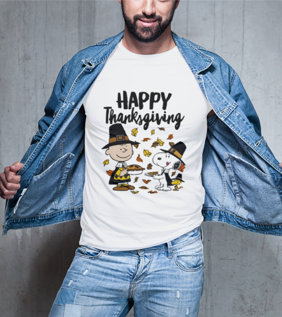 Happy Thanksgiving Peanuts Charlie Brown Snoopy Woodstock T-Shirt