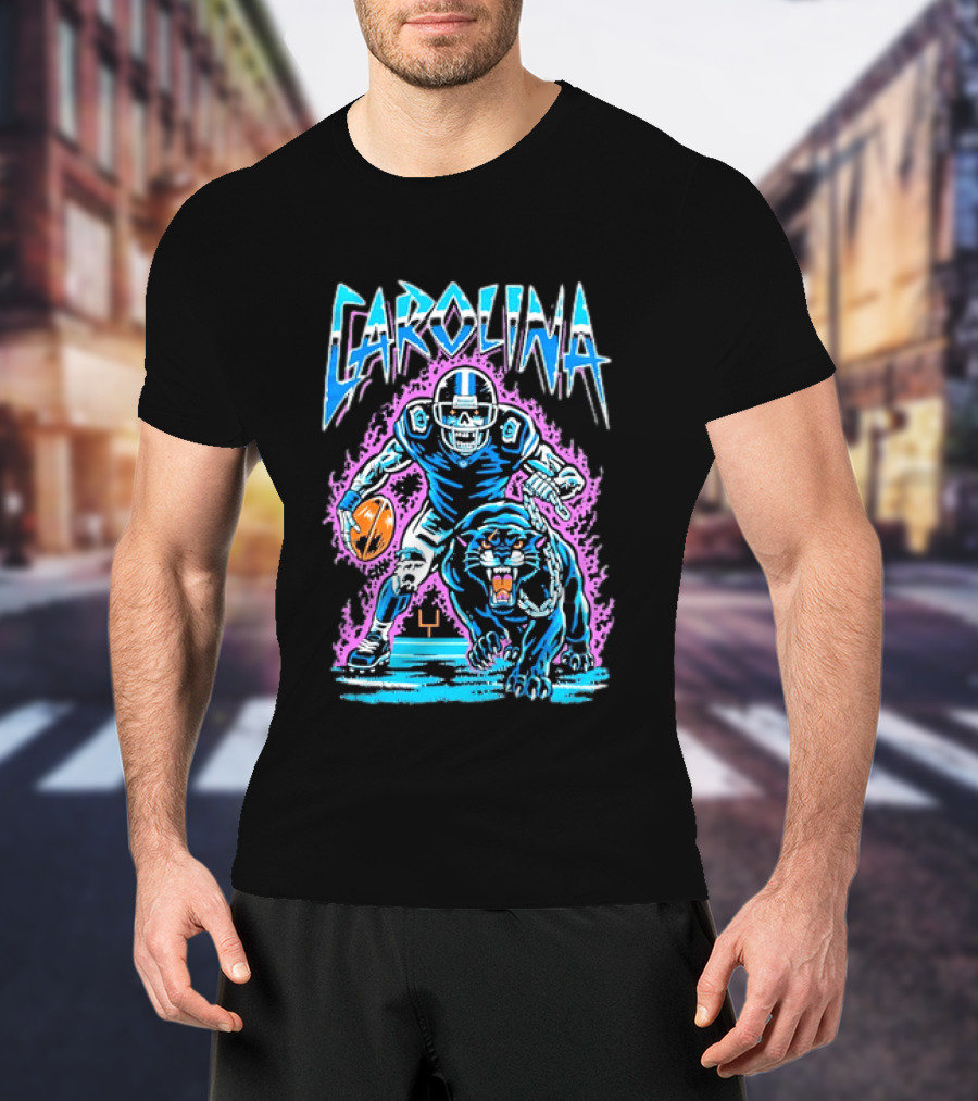 Carolina Panthers Football Skeleton With Panther T-Shirt