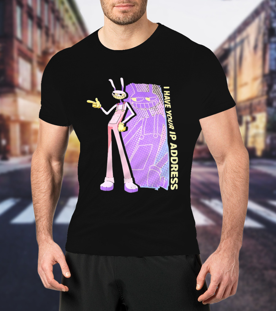 Jax I Have Your IP Address Meme Character In Overalls T-Shirt