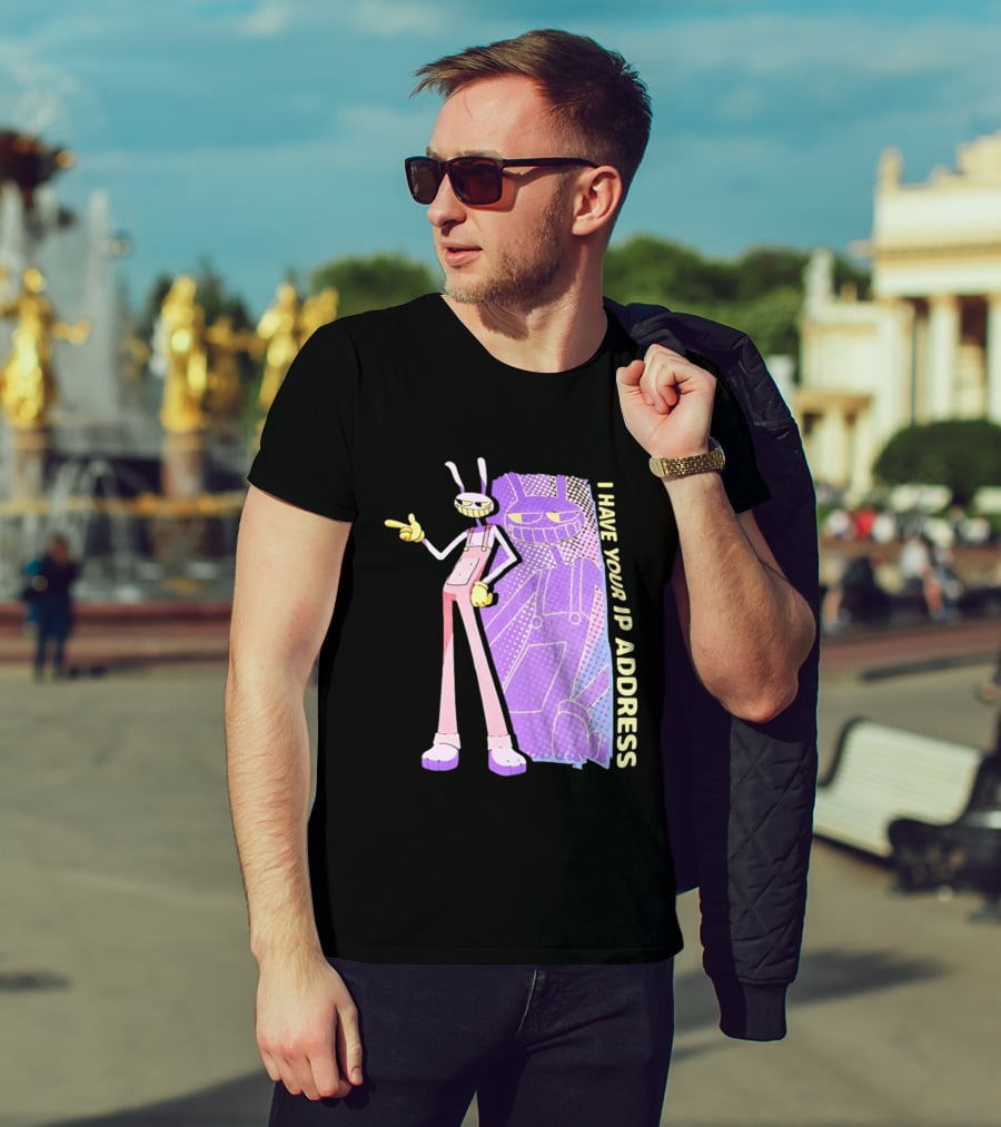 Jax I Have Your IP Address Meme Character In Overalls T-Shirt