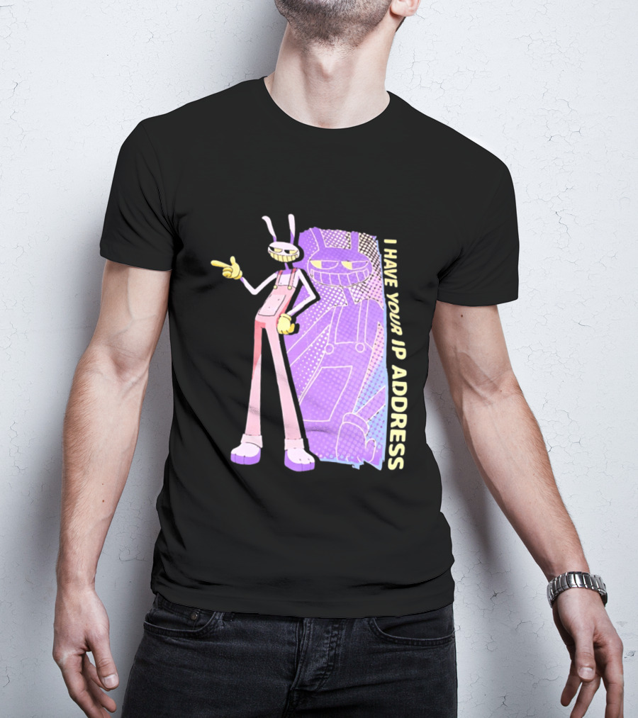 Jax I Have Your IP Address Meme Character In Overalls T-Shirt