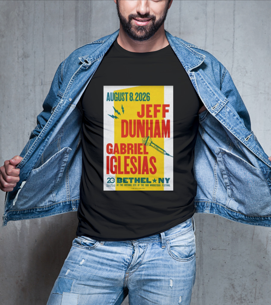 August 8 2026 Jeff Dunham Gabriel Iglesias Bethel Ny At The Historic Site Of The 1969 Woodstock Festival T-Shirt