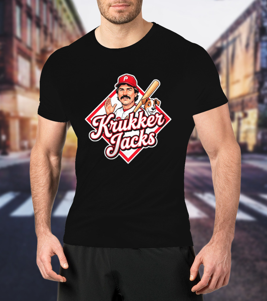 Krukker Jacks Philadelphia Phillies Baseball Player With Dog T-Shirt