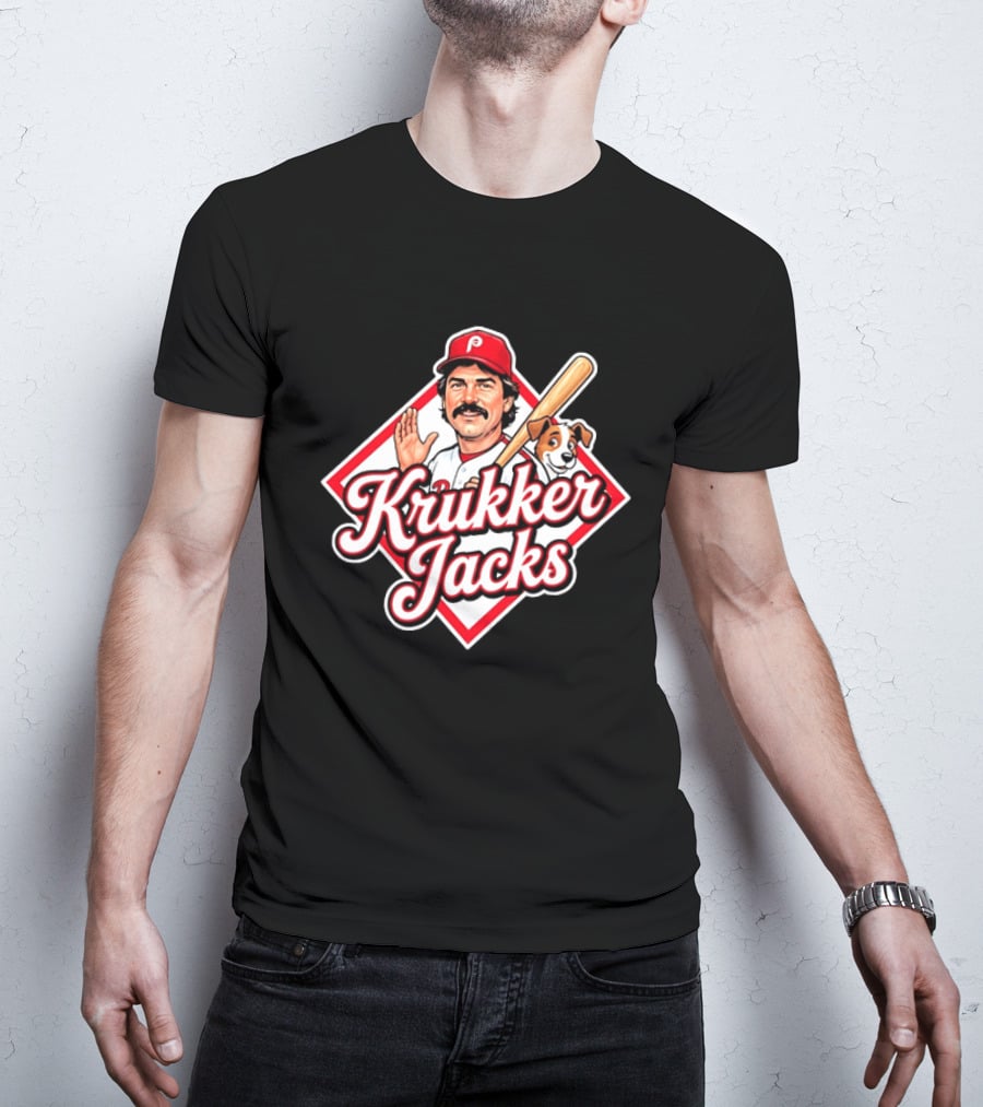 Krukker Jacks Philadelphia Phillies Baseball Player With Dog T-Shirt