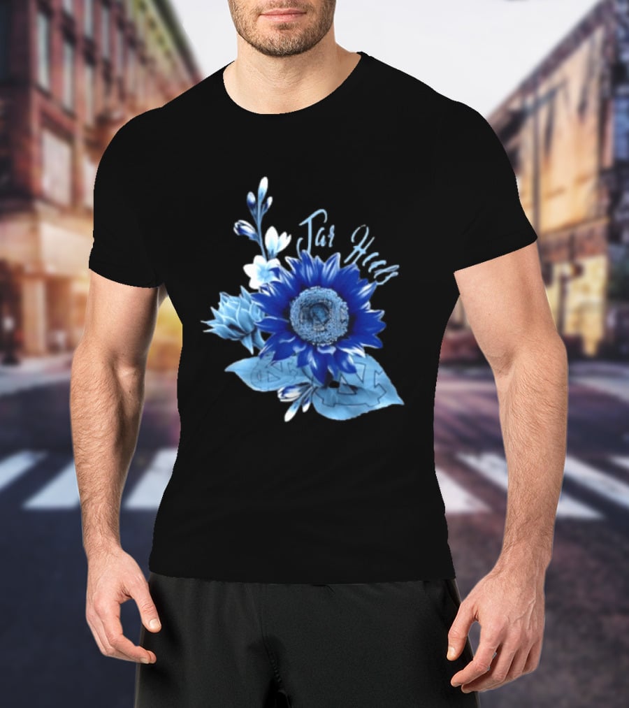 North Carolina Tar Heels Sunflower Floral Football T-Shirt