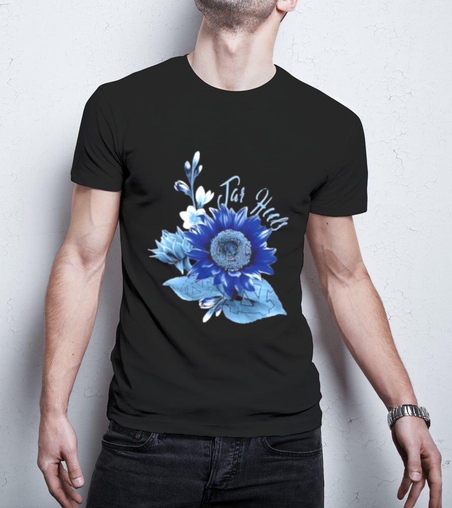 North Carolina Tar Heels Sunflower Floral Football T-Shirt