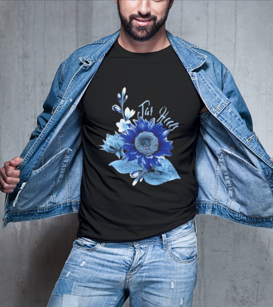 North Carolina Tar Heels Sunflower Floral Football T-Shirt