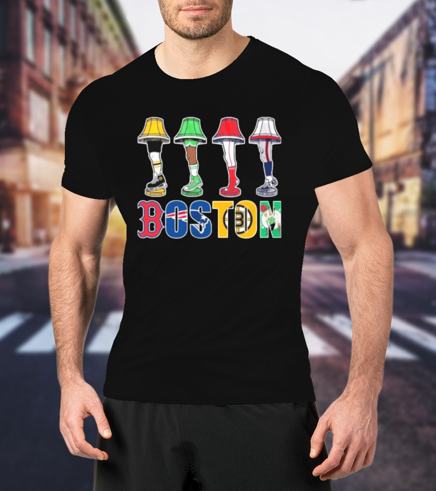 Original Boston Sports Teams Legs Lamp Parody 2025 Fenway Celtics Patriots Bruins Red Sox T-Shirt