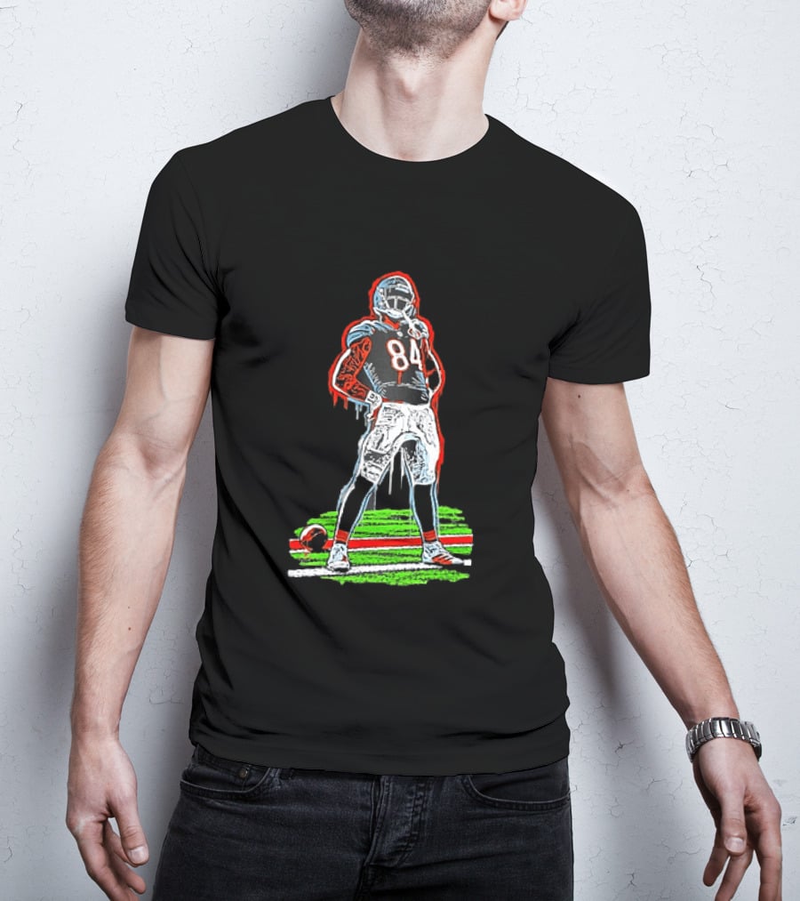 Original Colston Loveland Chicago Bears 84 Football Arms Akimbo Celly Graffiti T-Shirt