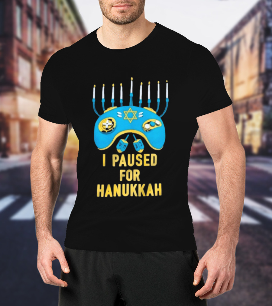 I Paused For Hanukkah Menorah Gaming Controller Star Of David T-Shirt
