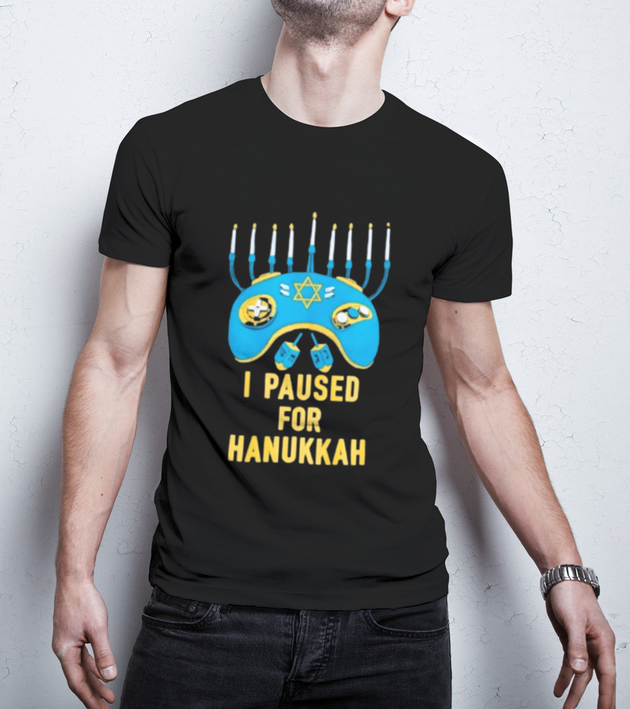 I Paused For Hanukkah Menorah Gaming Controller Star Of David T-Shirt