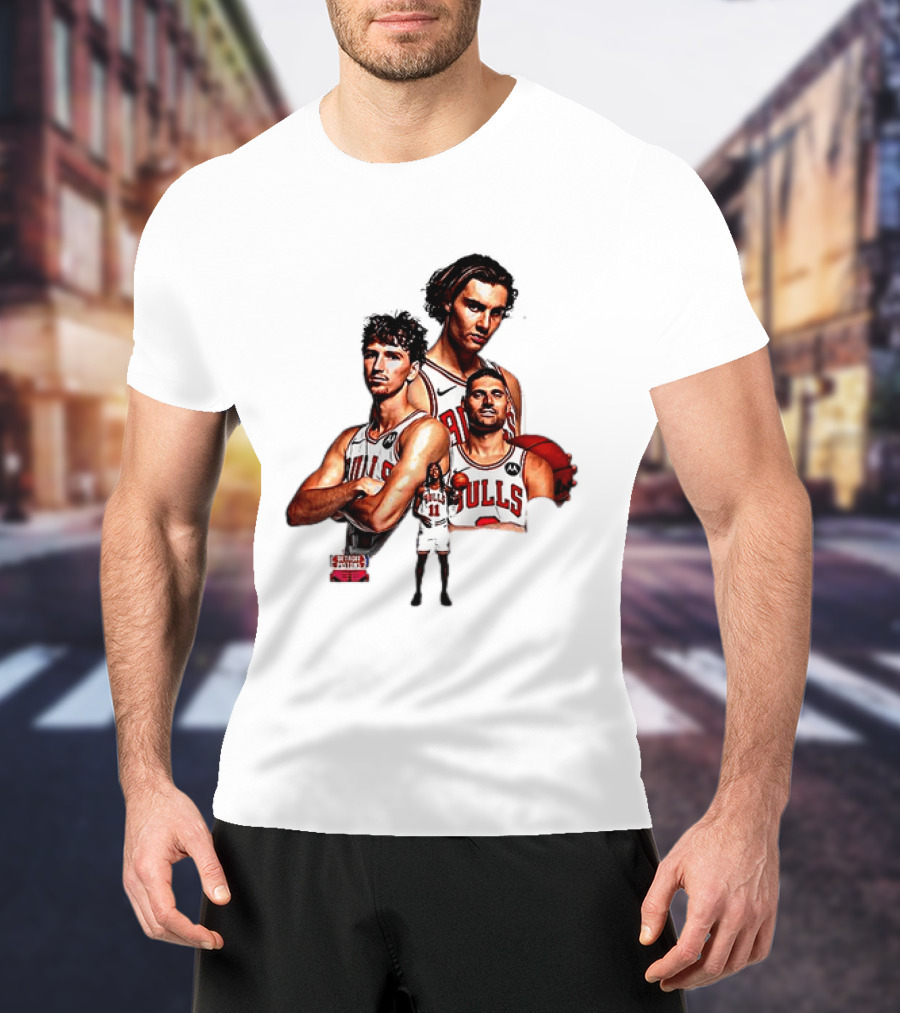 Classic Chicago Bulls NBA 2025 Season Opener Players Montage T-Shirt