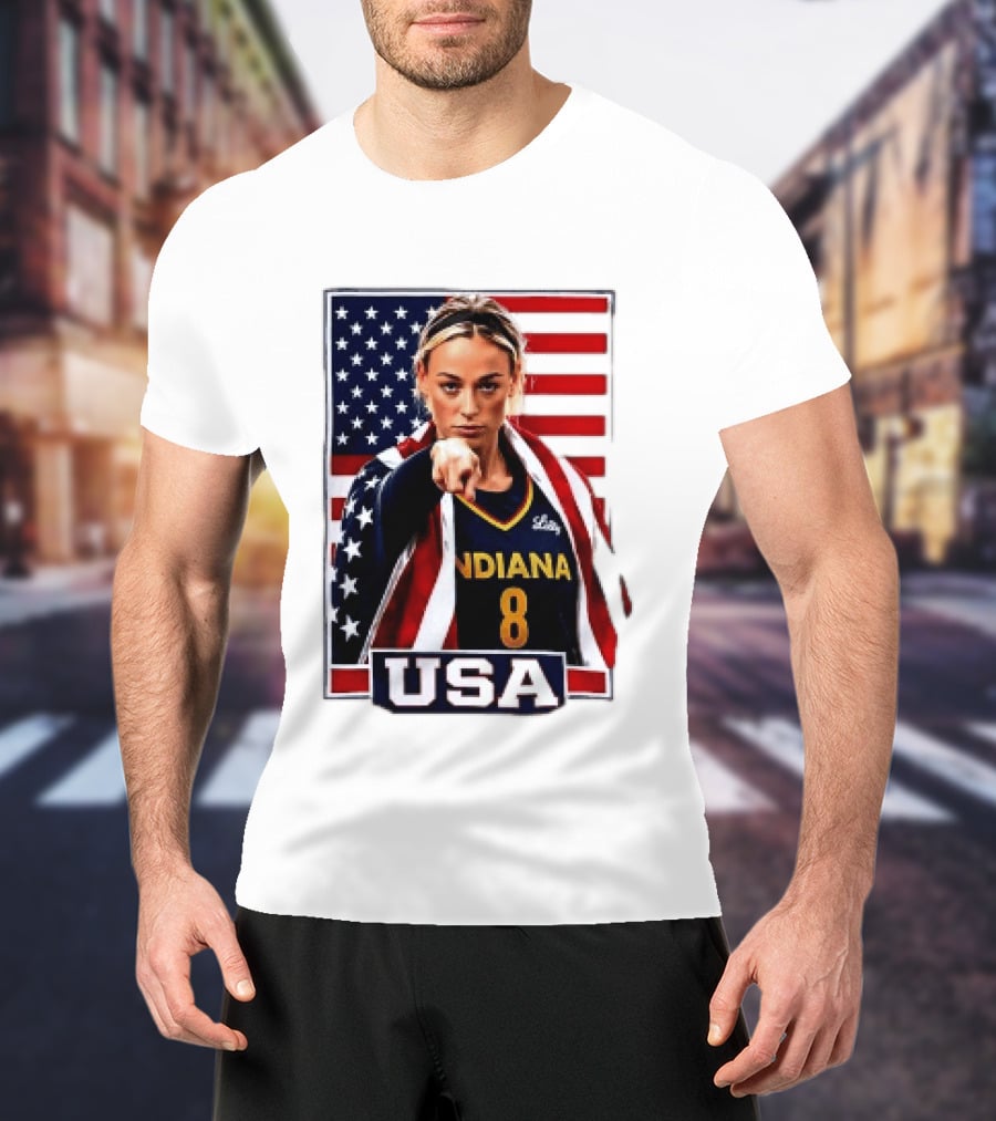 Indiana Fever WNBA Player Pointing American Flag USA Basketball Sports T-Shirt