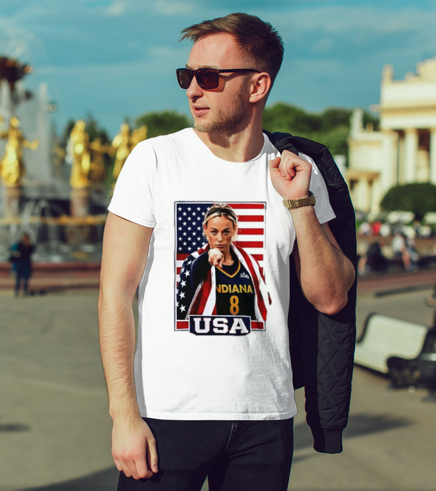 Indiana Fever WNBA Player Pointing American Flag USA Basketball Sports T-Shirt