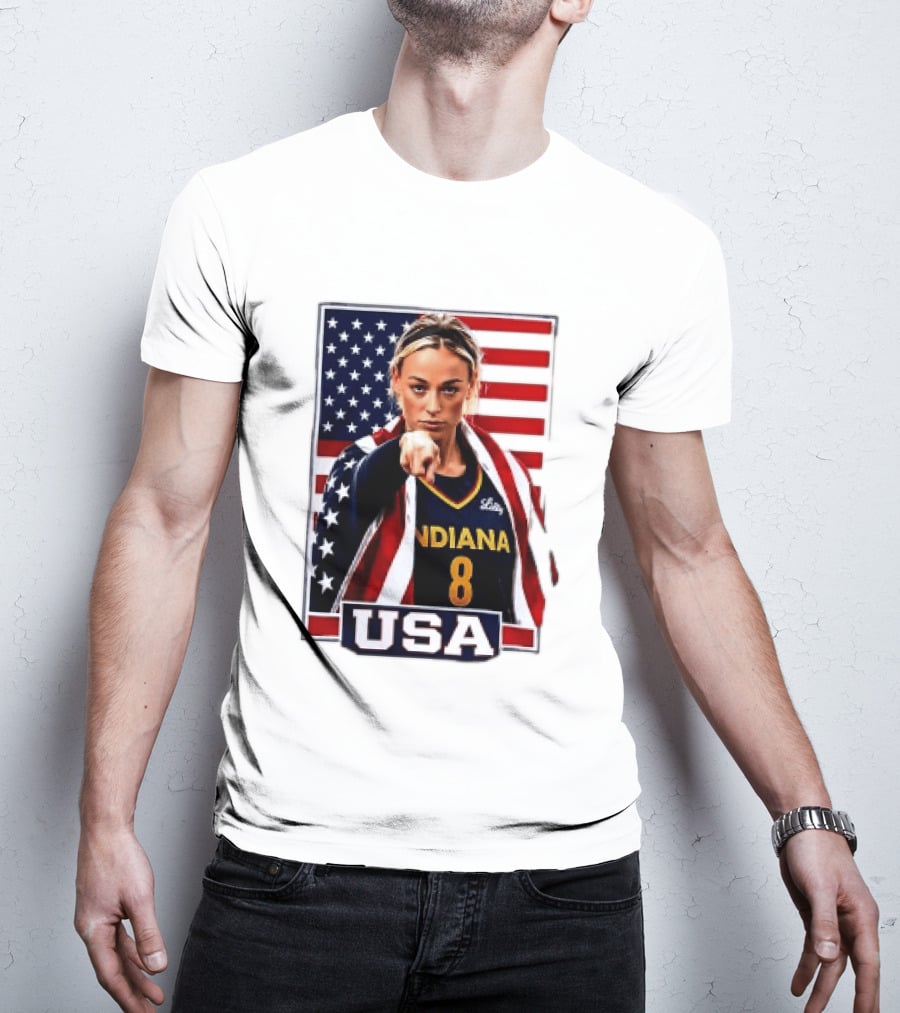 Indiana Fever WNBA Player Pointing American Flag USA Basketball Sports T-Shirt