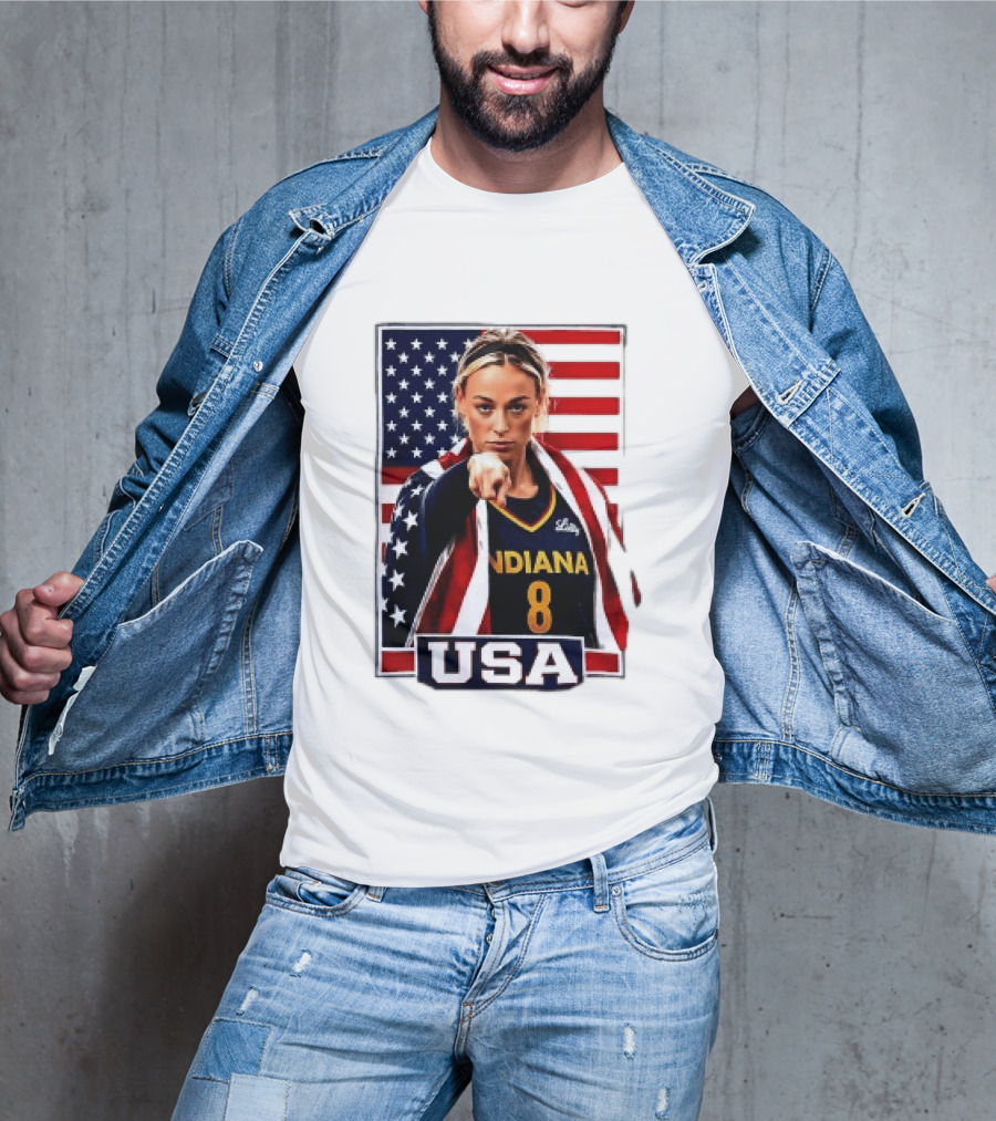 Indiana Fever WNBA Player Pointing American Flag USA Basketball Sports T-Shirt
