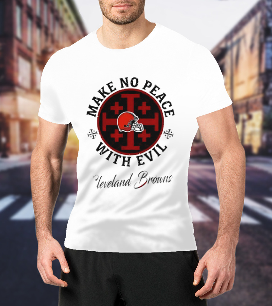 Cleveland Browns Make No Peace With Evil Red Cross Helmet T-Shirt