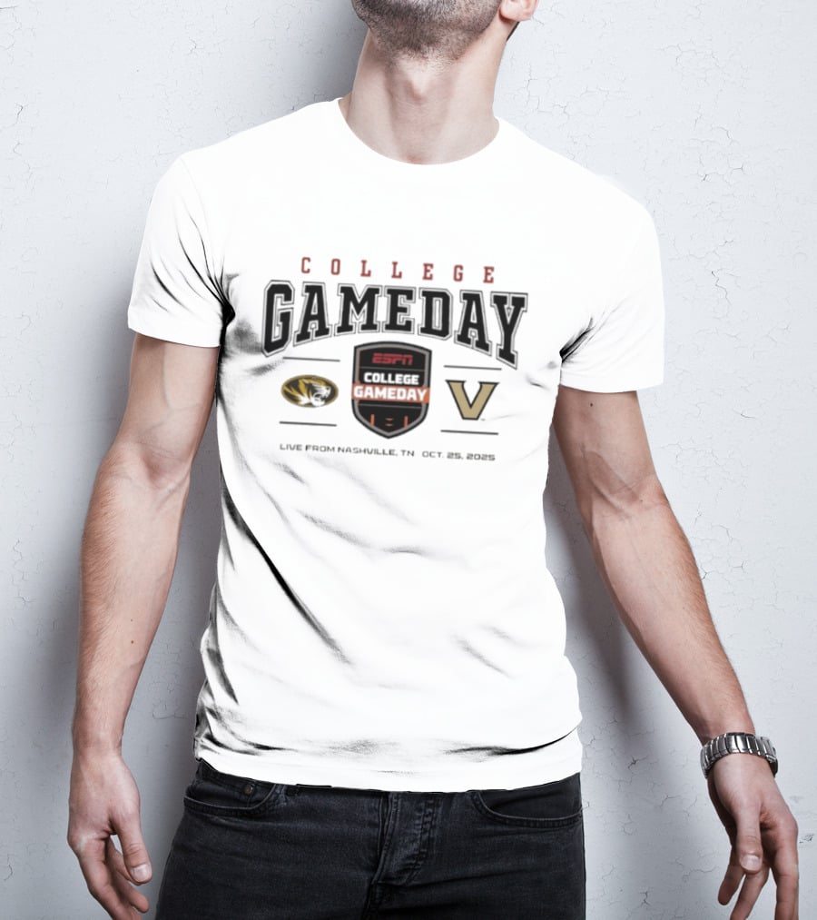 College Gameday 2025 Missouri Vs Vanderbilt Live From Nashville Oct 25 2025 T-Shirt