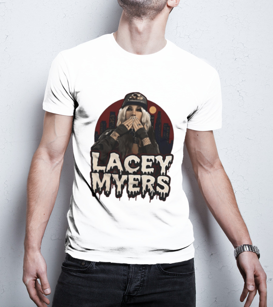 Lacey Myers City Skyline Red Moon Horror T-Shirt