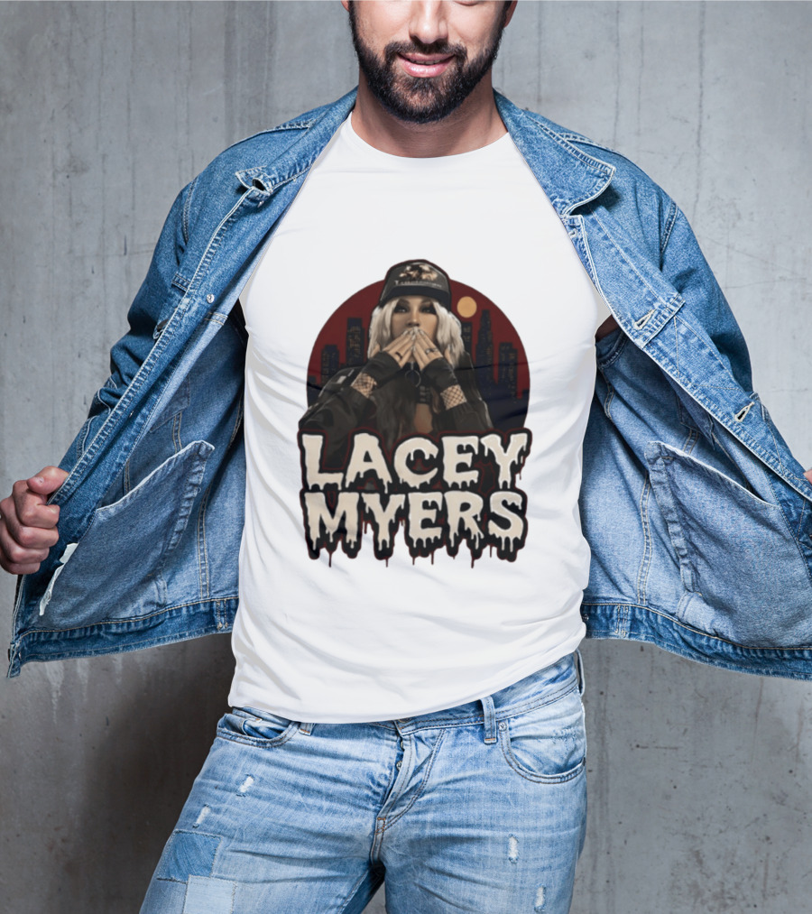 Lacey Myers City Skyline Red Moon Horror T-Shirt