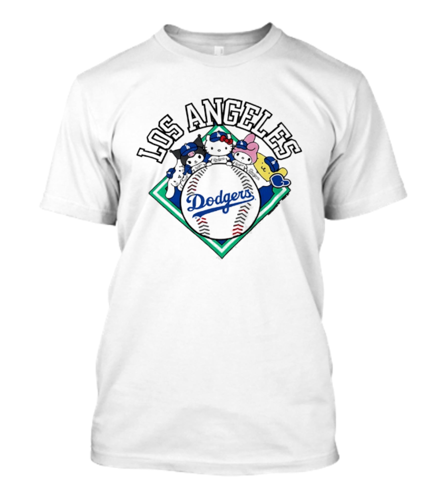 Los Angeles Dodgers Sanrio Baseball Characters T-Shirt