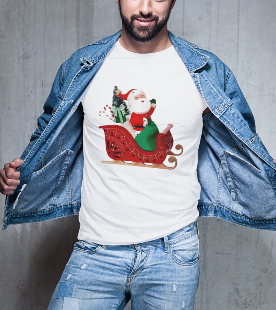 Santa Showtoppers Mini Tree Hallmark White Sleigh Christmas Scene T-Shirt
