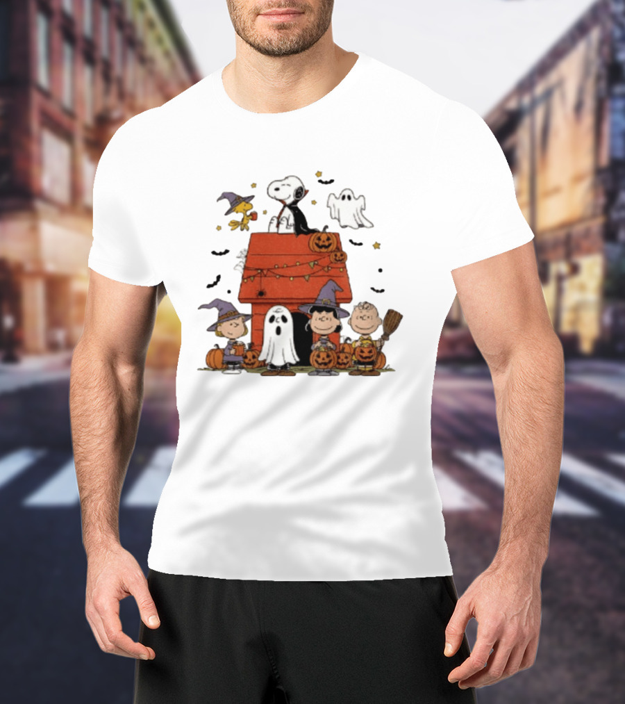 Snoopy Halloween Woodstock Ghost Pumpkins Charlie Brown Lucy 2025 T-Shirt