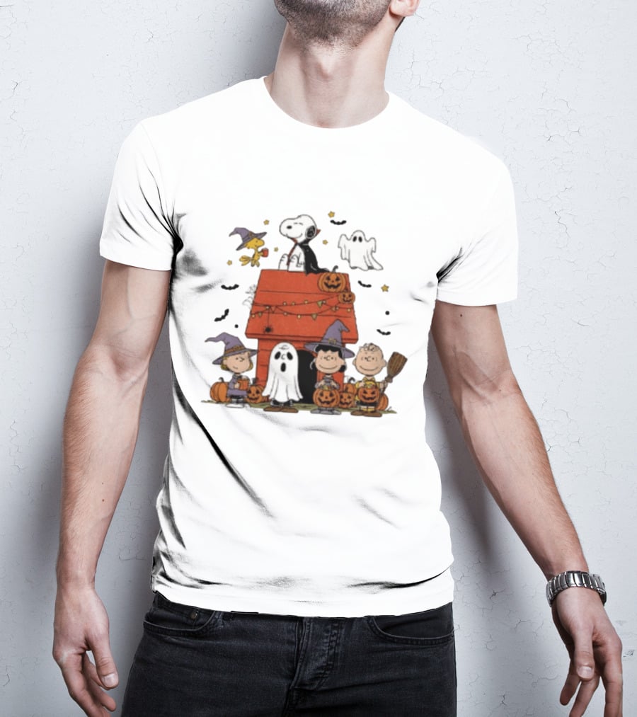 Snoopy Halloween Woodstock Ghost Pumpkins Charlie Brown Lucy 2025 T-Shirt