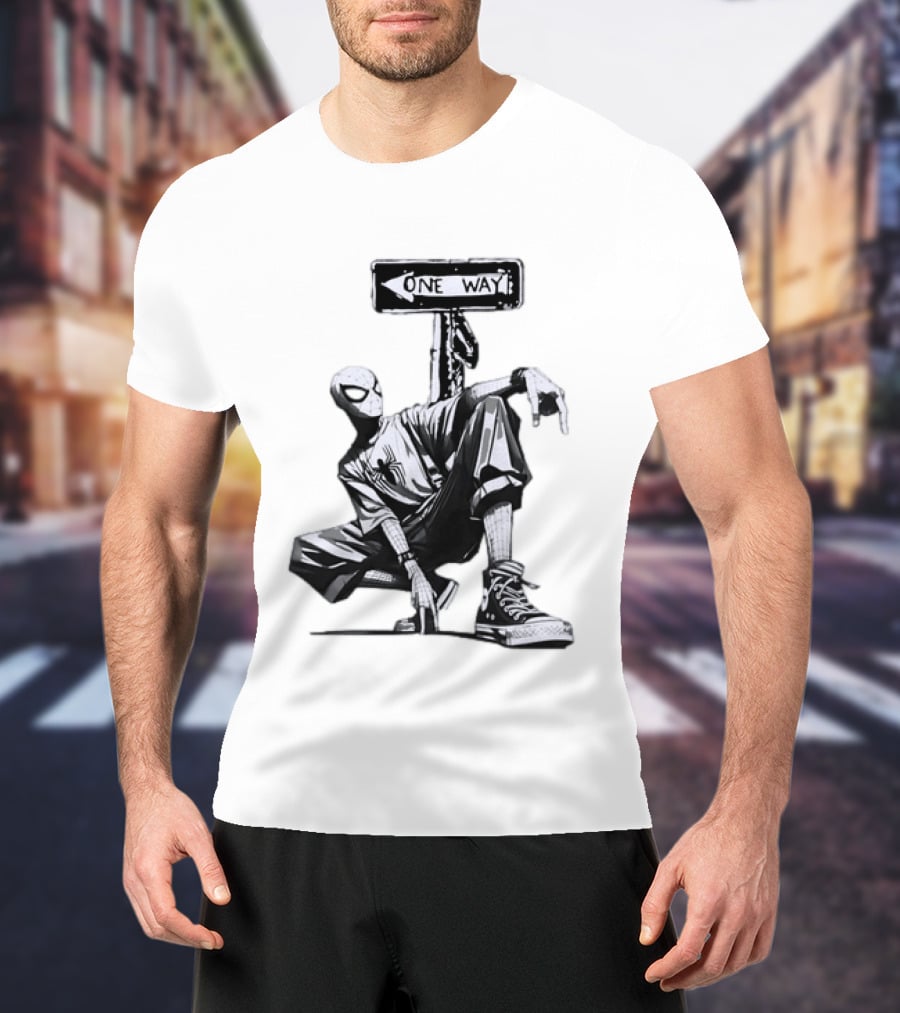 Spider Man One Way Street Pose Marvel Super Hero Converse Sneakers T-Shirt