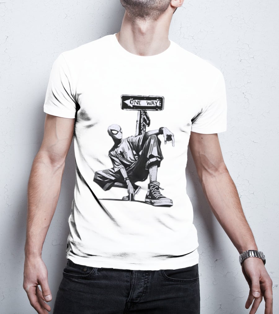 Spider Man One Way Street Pose Marvel Super Hero Converse Sneakers T-Shirt