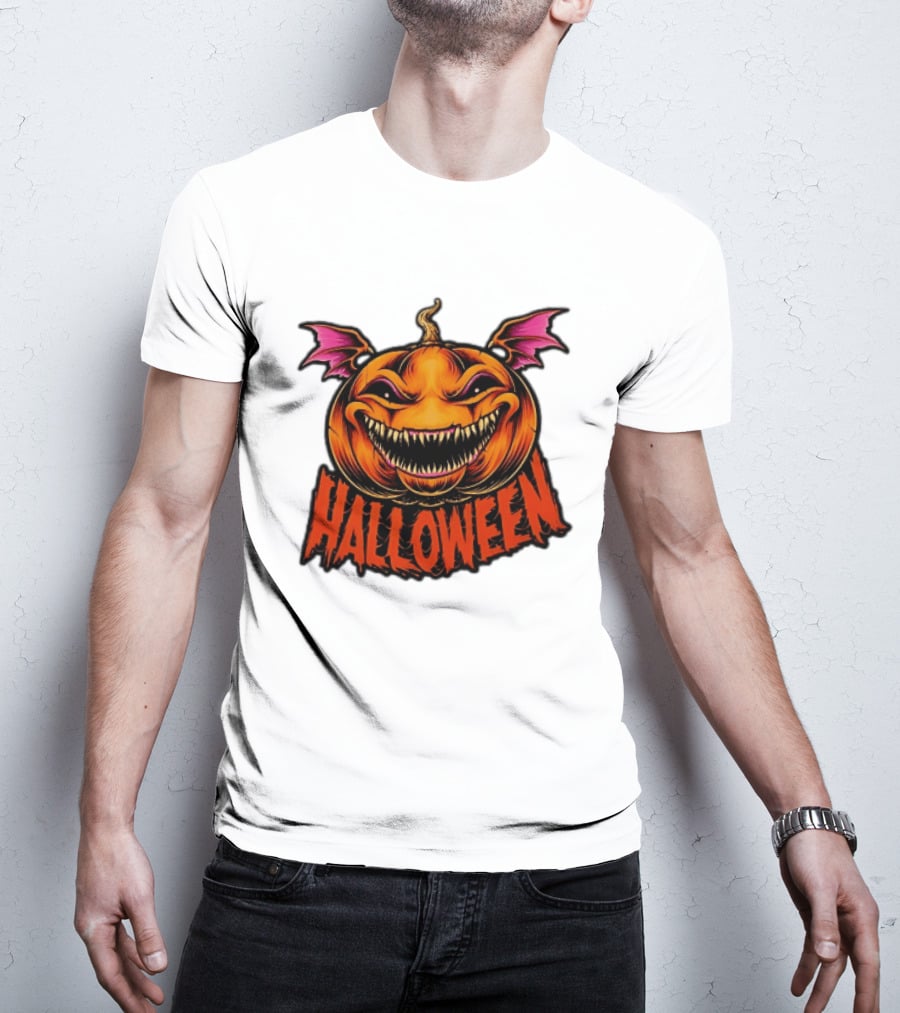 Halloween Bat Winged Jack O' Lantern Pumpkin T-Shirt