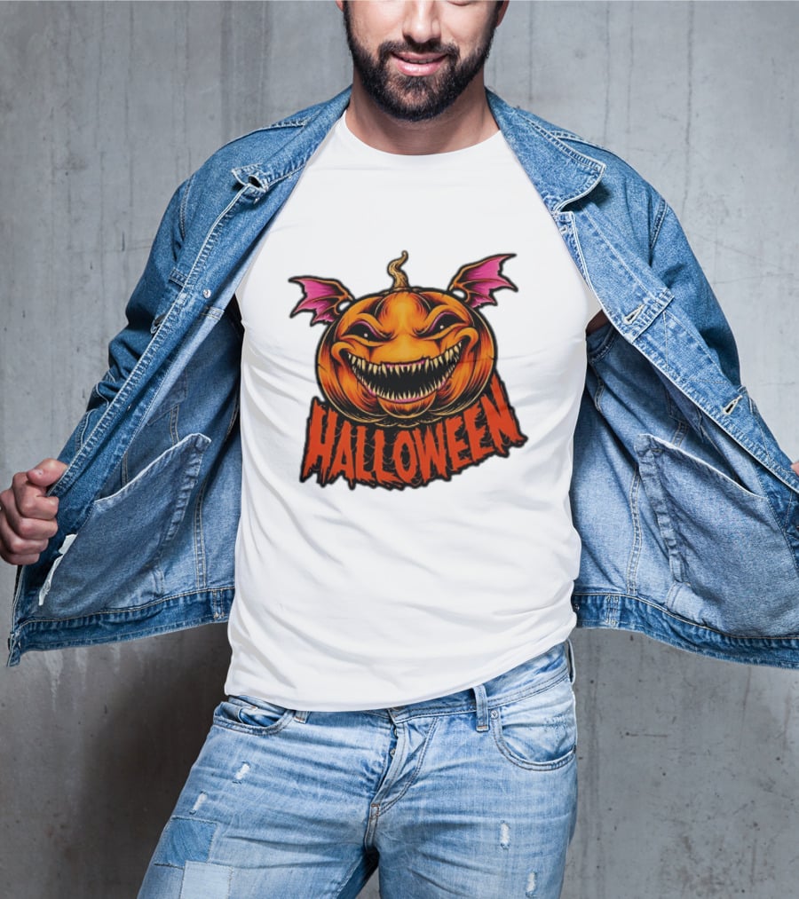 Halloween Bat Winged Jack O' Lantern Pumpkin T-Shirt