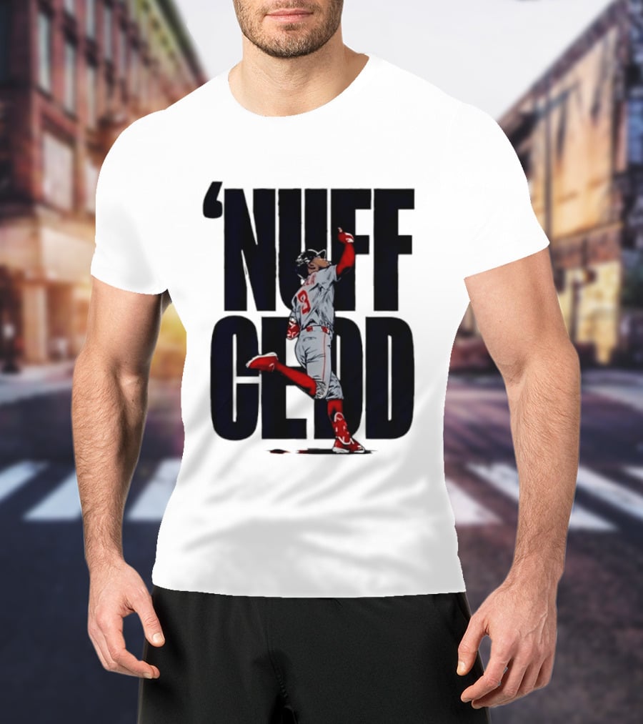 Nuff Cedd Baseball Player Number 9 Running Bases Pointing Up T-Shirt
