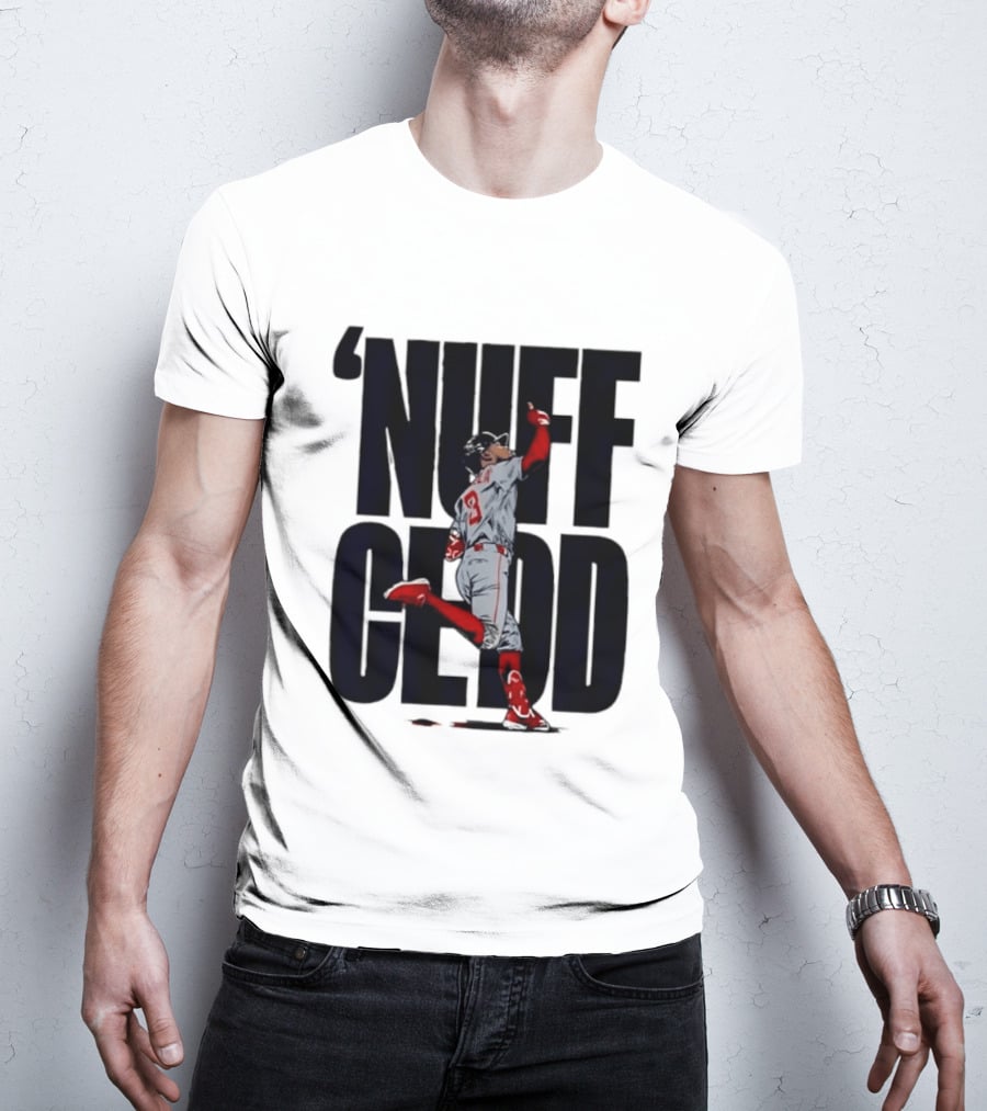 Nuff Cedd Baseball Player Number 9 Running Bases Pointing Up T-Shirt