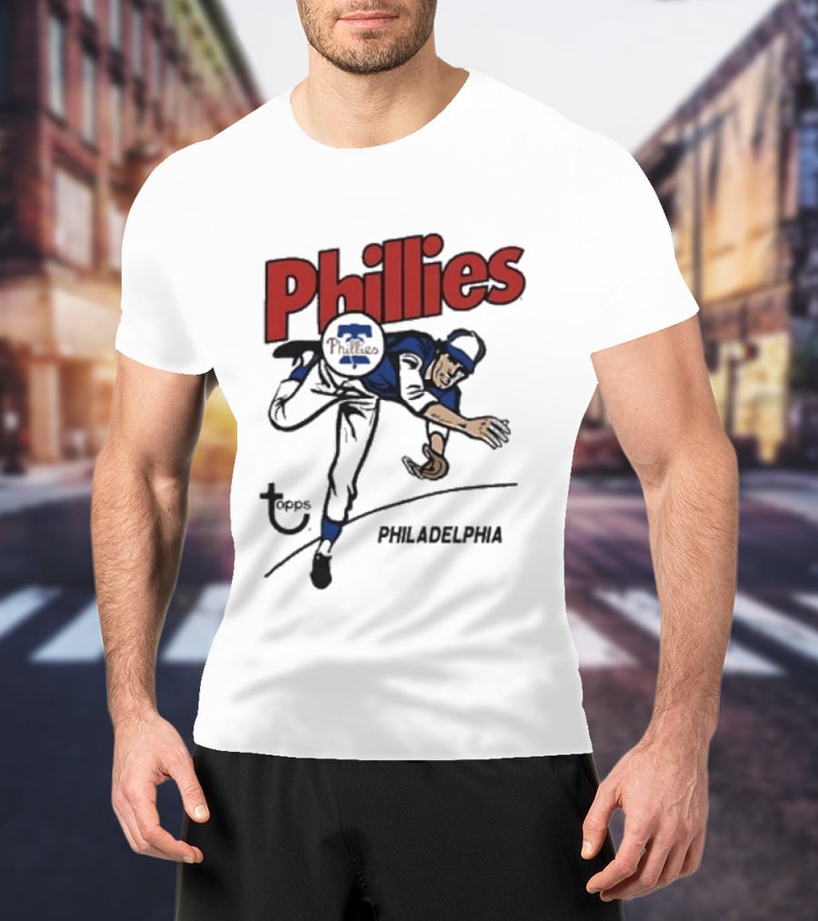 Topps Phillies Philadelphia Baseball Pitcher T-Shirt