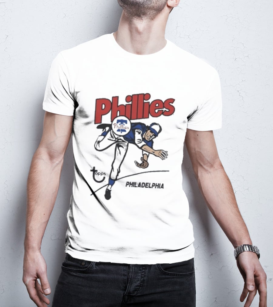Topps Phillies Philadelphia Baseball Pitcher T-Shirt