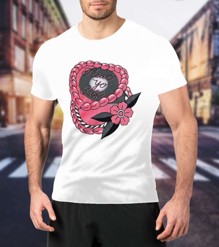 Treat Yo Self Floral Lei Parks And Recreation Pink Flower T-Shirt