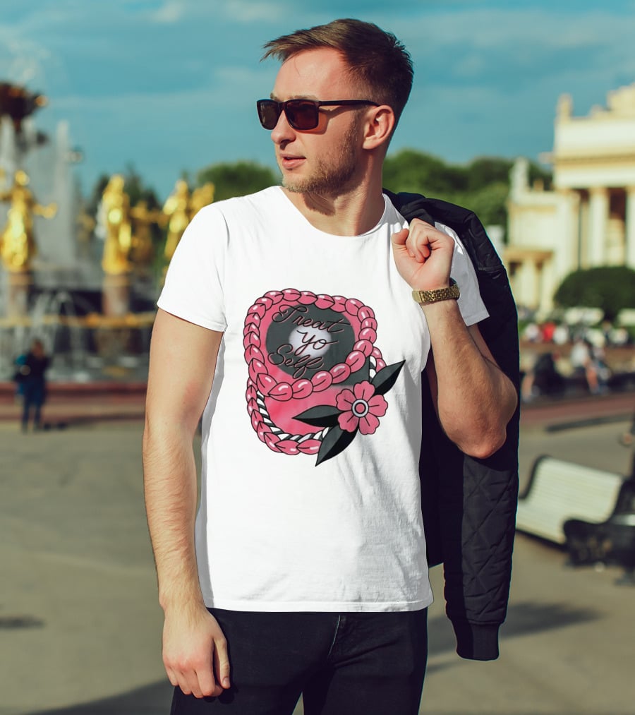 Treat Yo Self Floral Lei Parks And Recreation Pink Flower T-Shirt