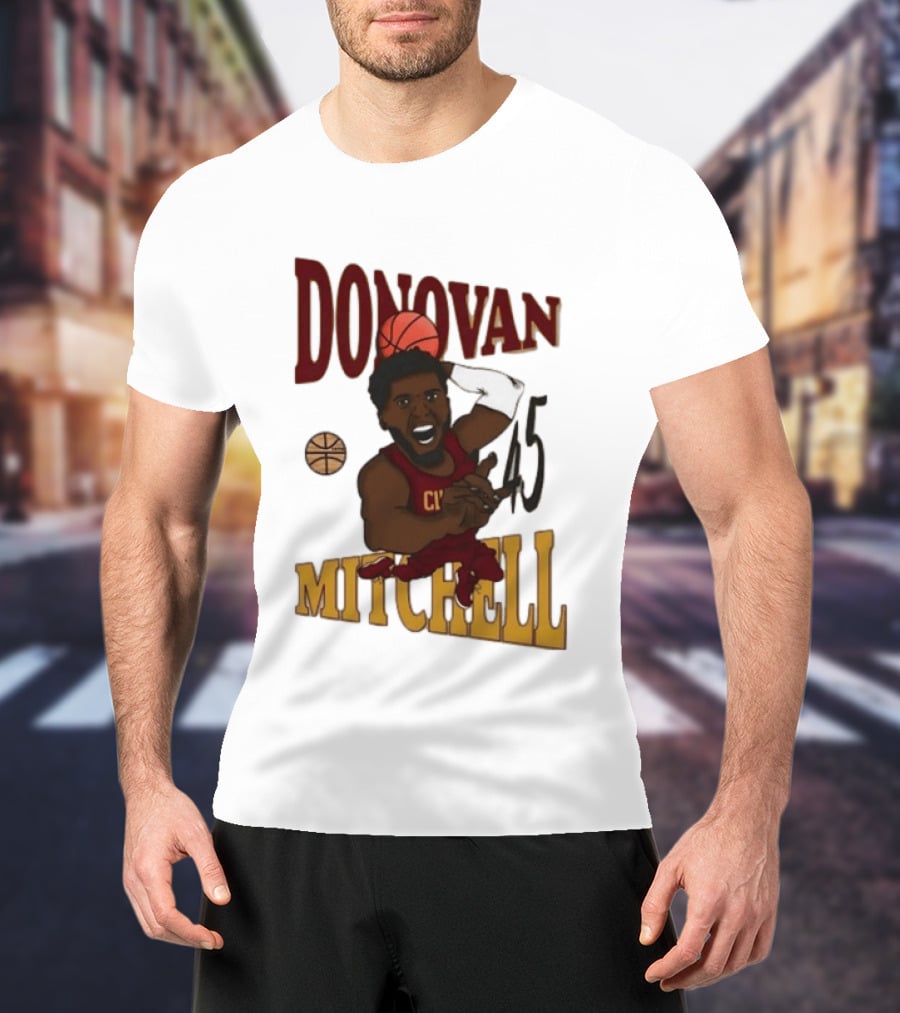 Donovan Mitchell Cleveland Cavaliers Basketball Number 45 Dunking T-Shirt