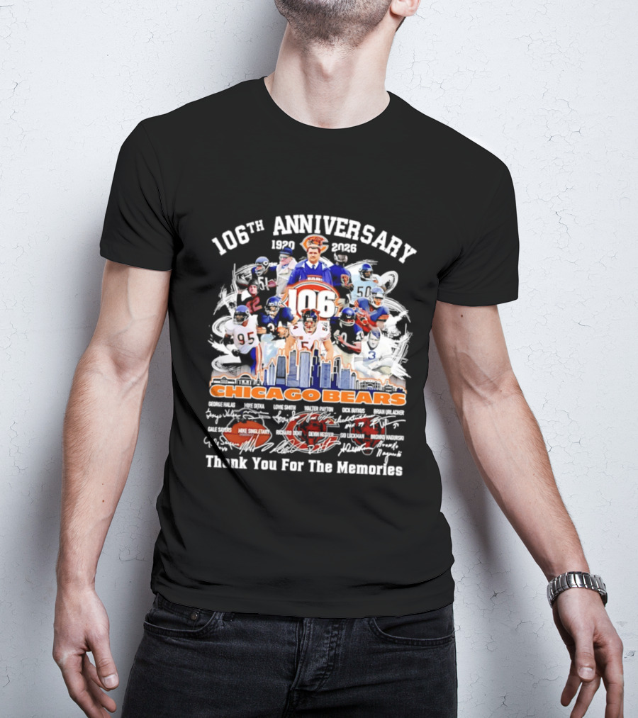 106th Anniversary Chicago Bears 1919 2025 Thank You For The Memories Mike Singletary Signatures T-Shirt