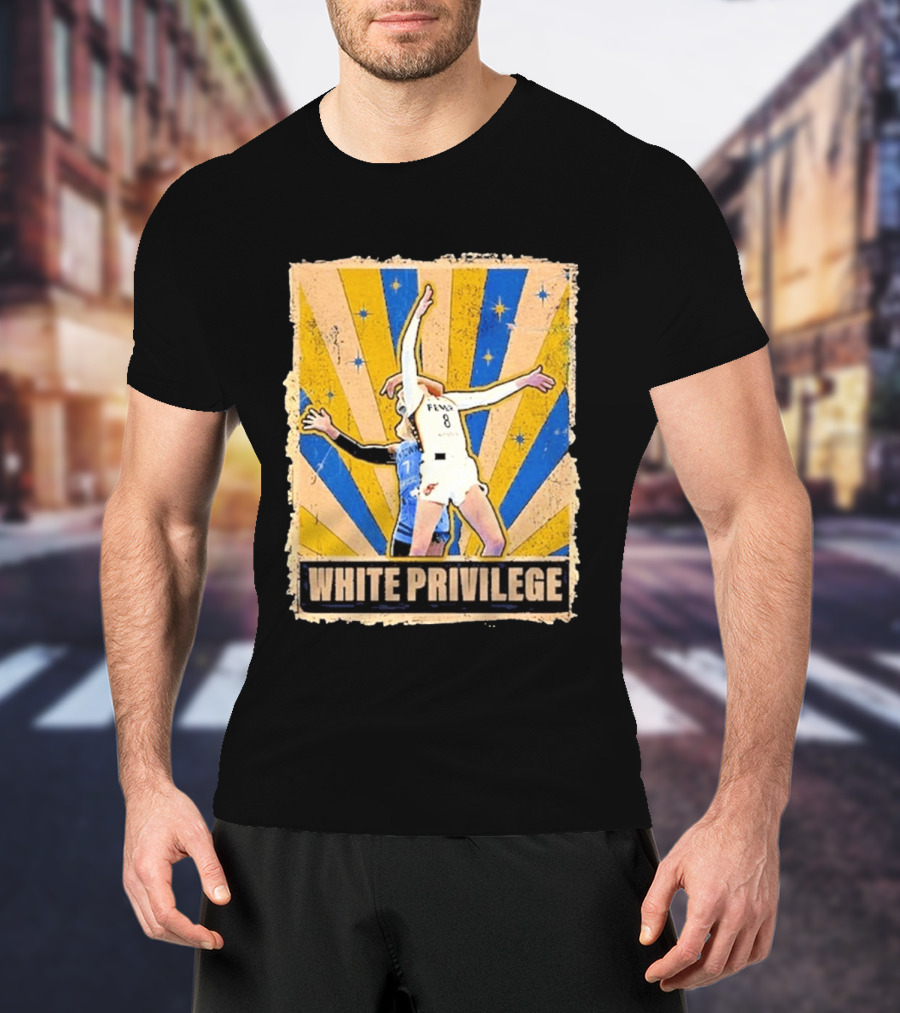 White Privilege Basketball Collision Moment Blue Yellow Starburst T-Shirt